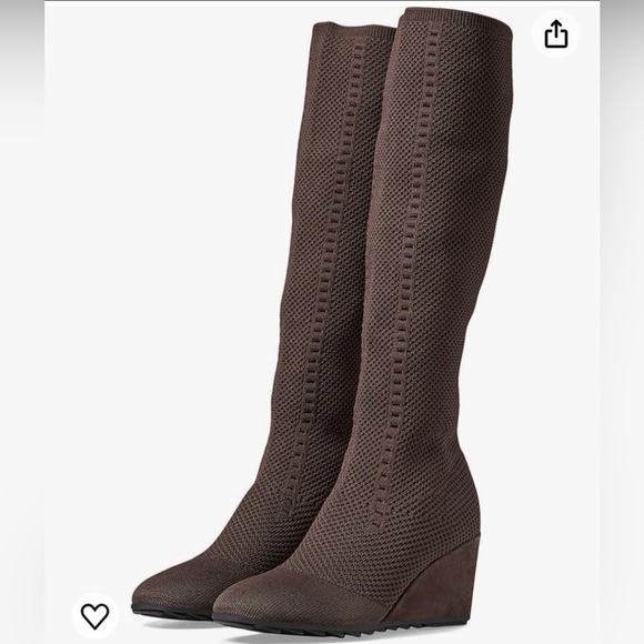 Eileen fisher kasana knit pull on knee high wedge Boots sz 8. New without box - Picture 1 of 7